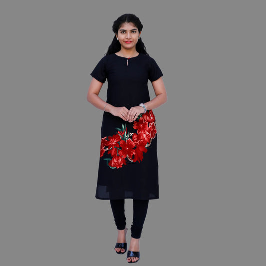 Women Printed black Kurta | S3K390