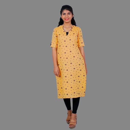 Women Floral Print Straight Kurta (YELLOW) | S3X174