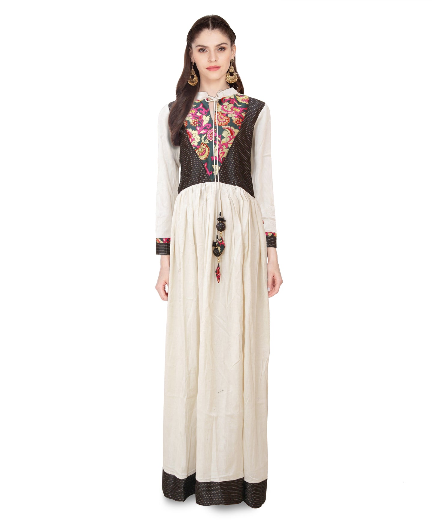 Cotton Off White Anarkali Dress