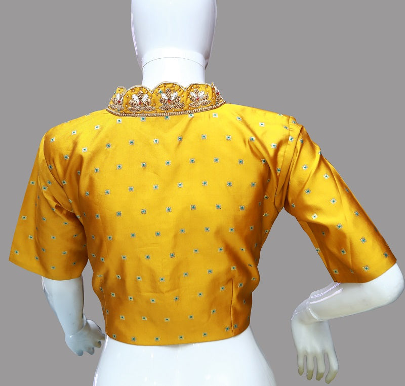 Yellow high 2024 neck blouse