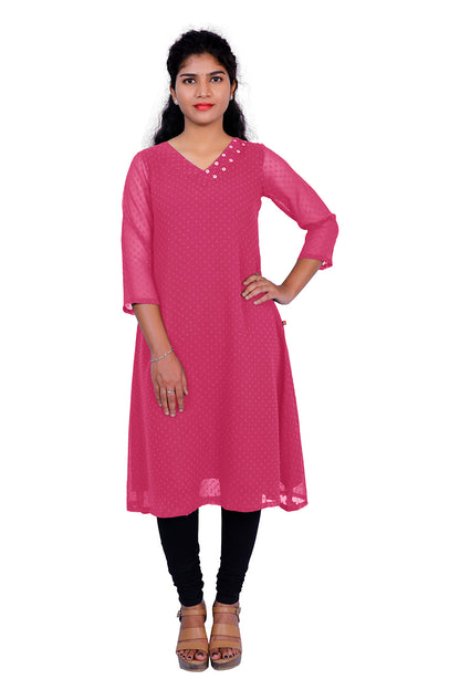 Textured Georgette A-line Kurti | S3K416C