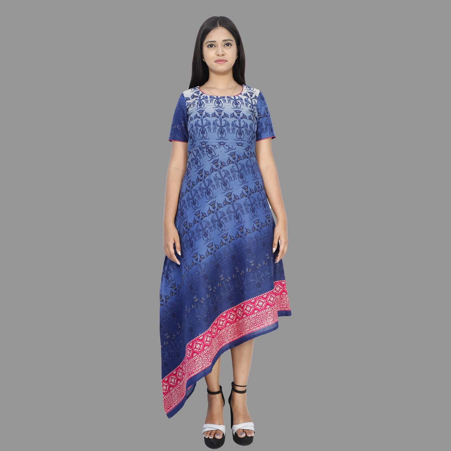 Blue floral print cut Kurti | S3K554