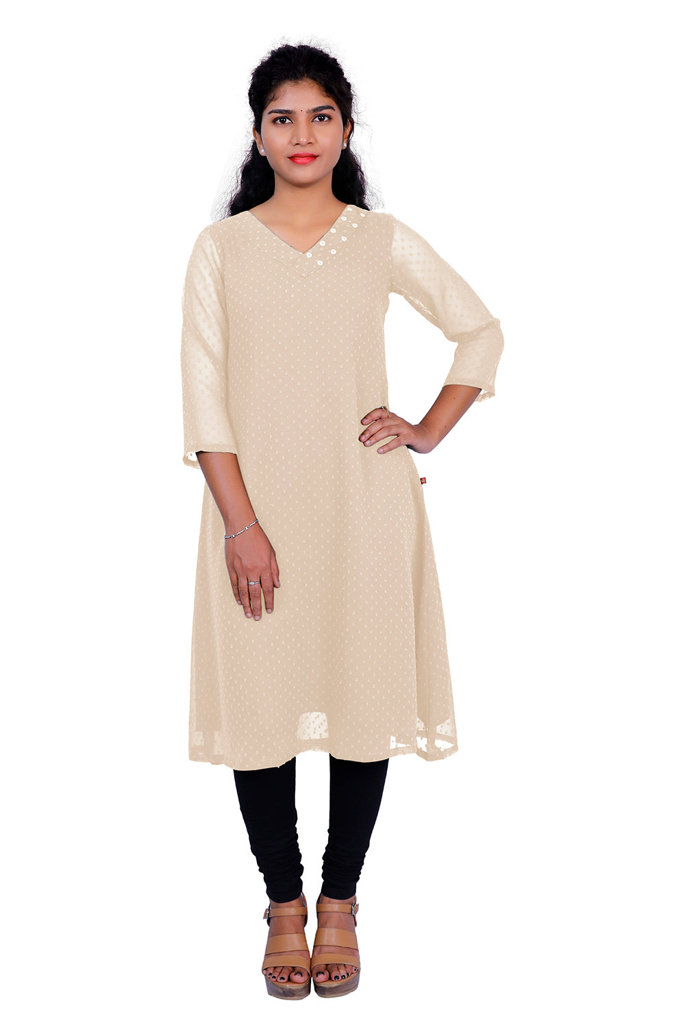 Textured Georgette A-line Kurti | S3K416C