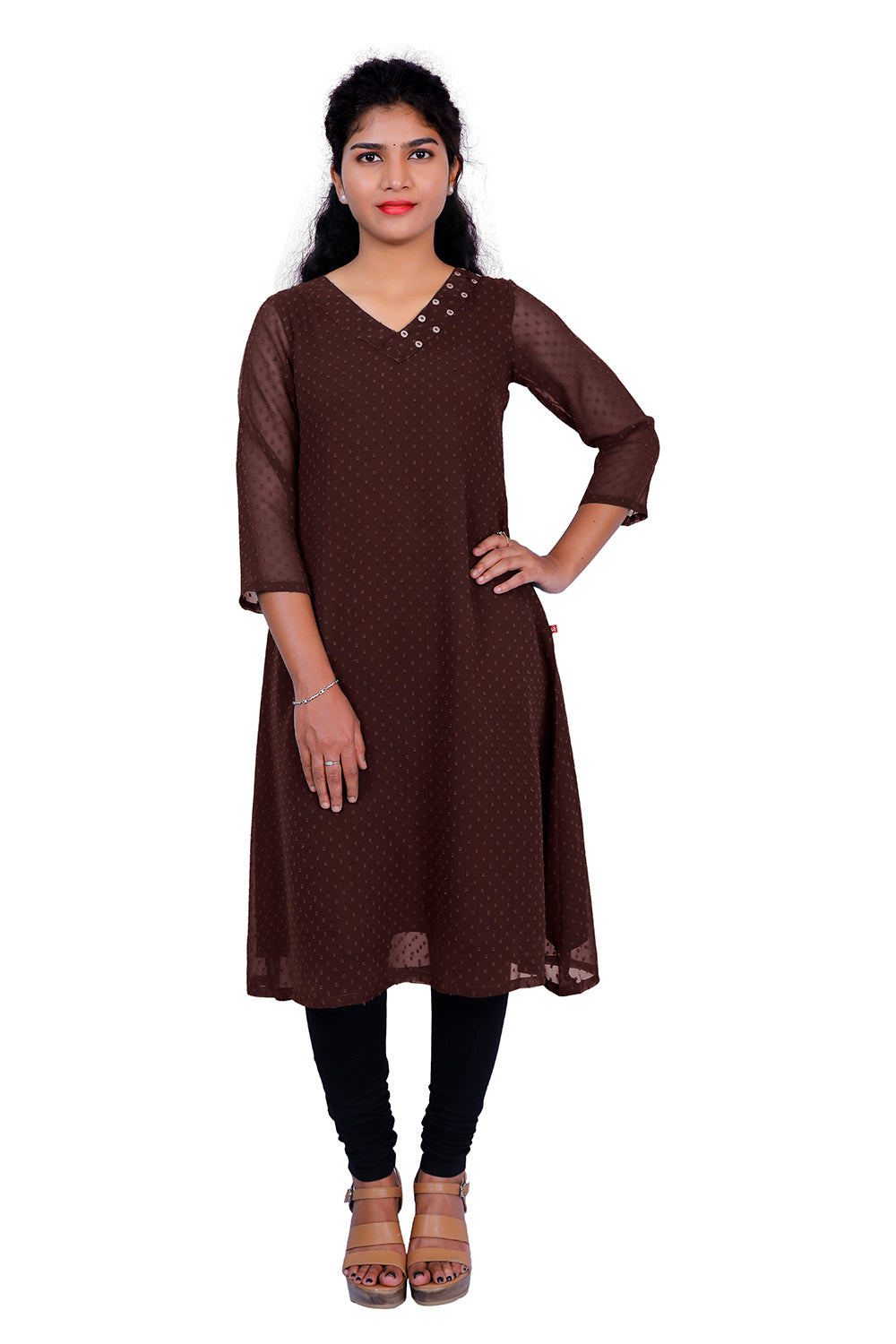 Textured Georgette A-line Kurti | S3K416C