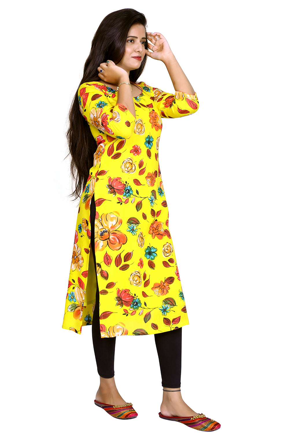 Floral Print Viscose Rayon Straight Kurta |  S3K770