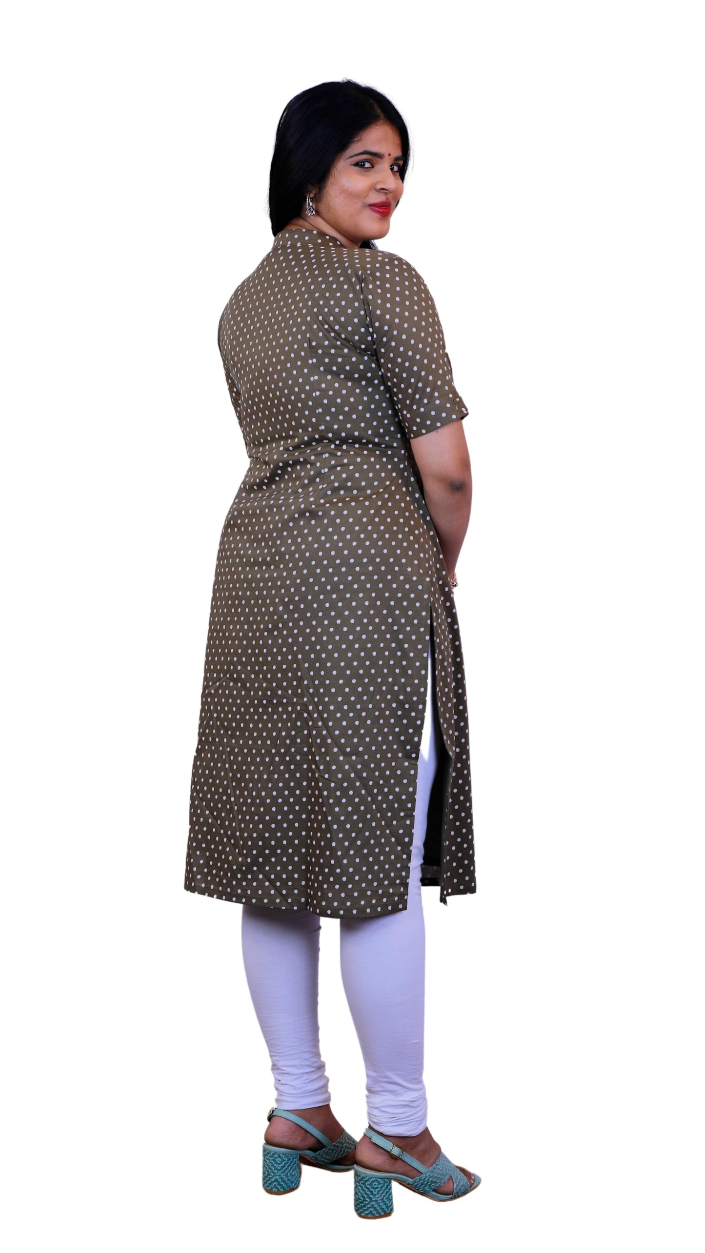 Women Polka Print Straight Kurta | S3K079