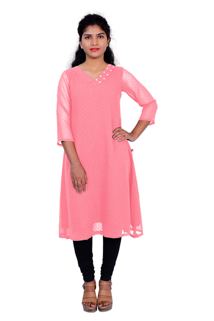 Textured Georgette A-line Kurti | S3K416C