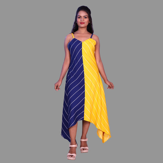 Women Asymmetric Yellow Dress | S3G949