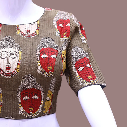 Kalamkari Print Boat Neck Blouse | S3B12