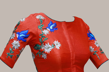 Orange Thread Work Boat Neck Blouse | S3MB3