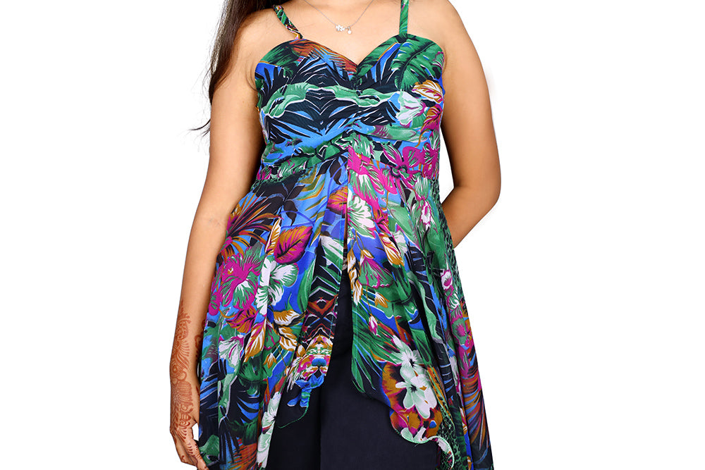 Maabeti Black Floral Printed Cotton Frock Kurti Indo- Western Dress –  maabetii