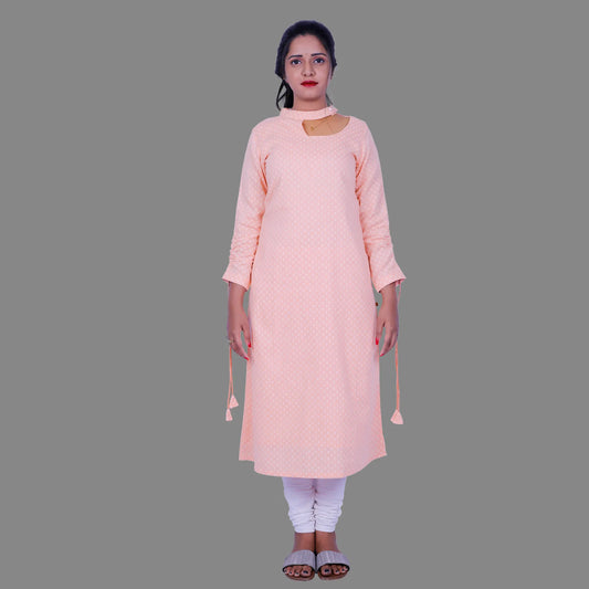 Women Printed A-line Kurta (Baby pink)|S3K131