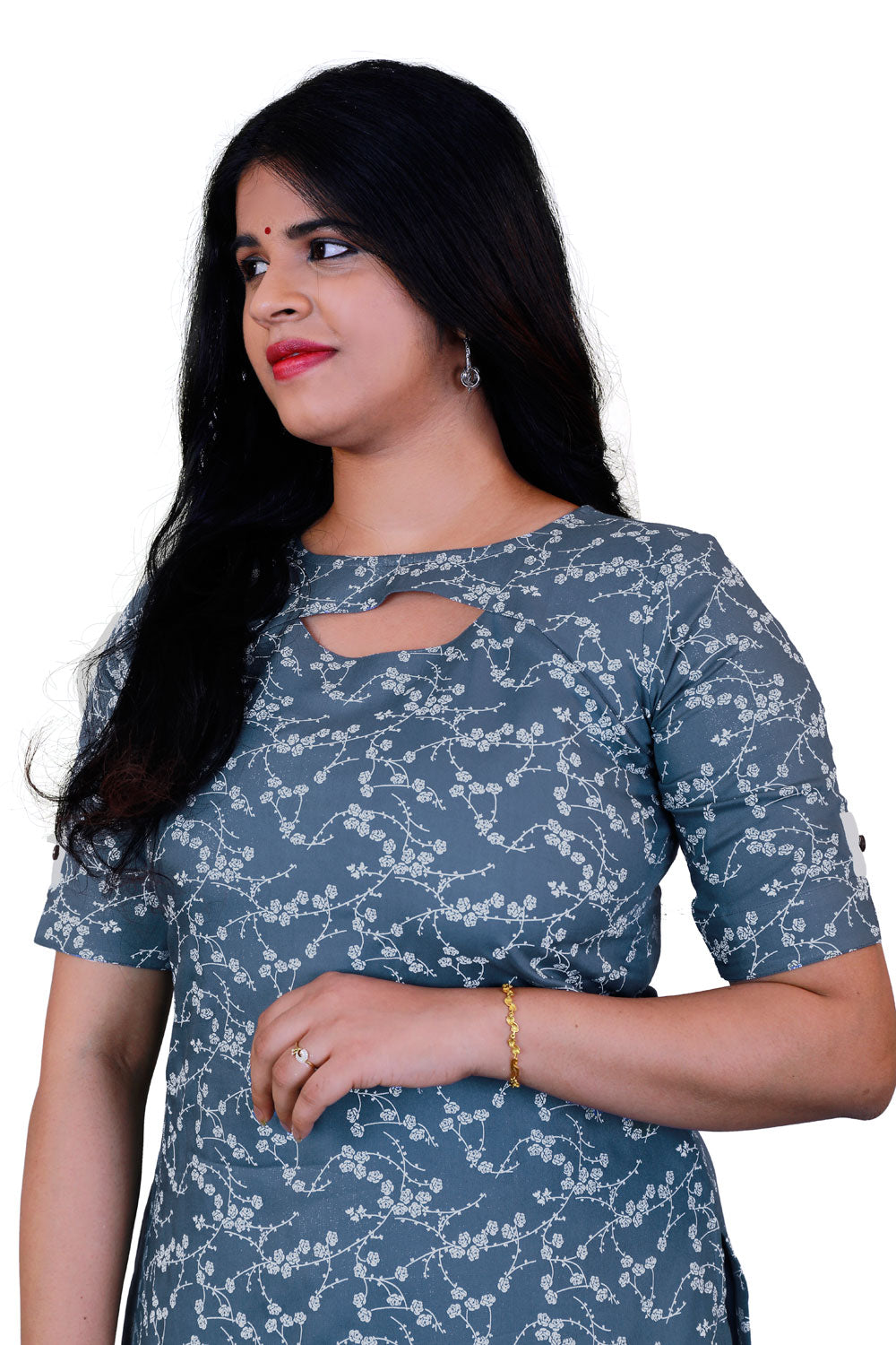 Women Blue Floral Print Kurti | S3K260