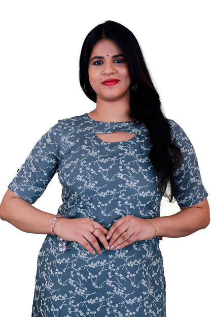 Women Blue Floral Print Kurti | S3K260