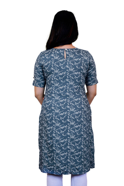 Women Blue Floral Print Kurti | S3K260