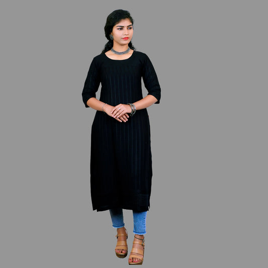 Women Black Color Regular Kurti | S3K323