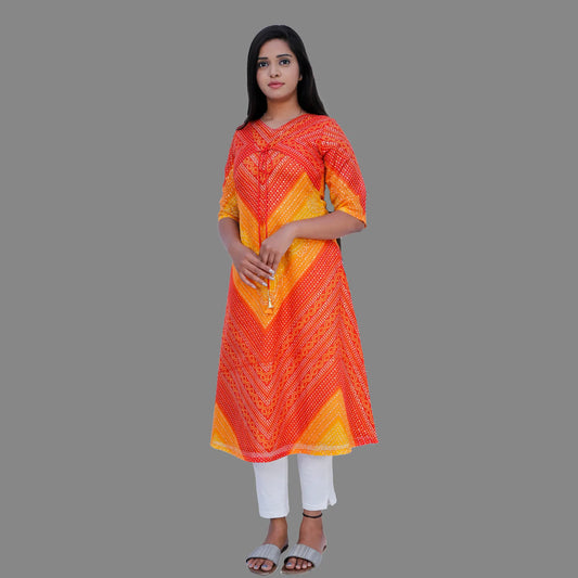 Women Bandhani Print A-line Kurta-S3K548