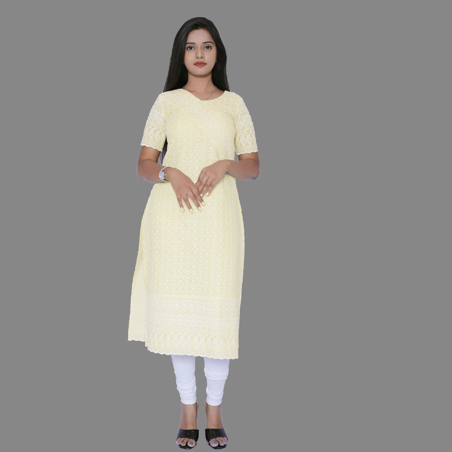 Chikankari Embroidery Straight Kurta | S3K637