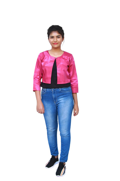 Pink Cotton Tie&Die Short Jacket | S3G585