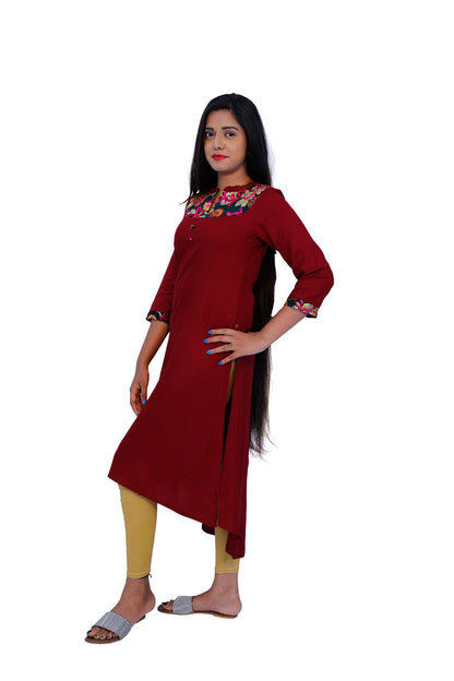 Women Patchwork High Low Kurta | S3X166