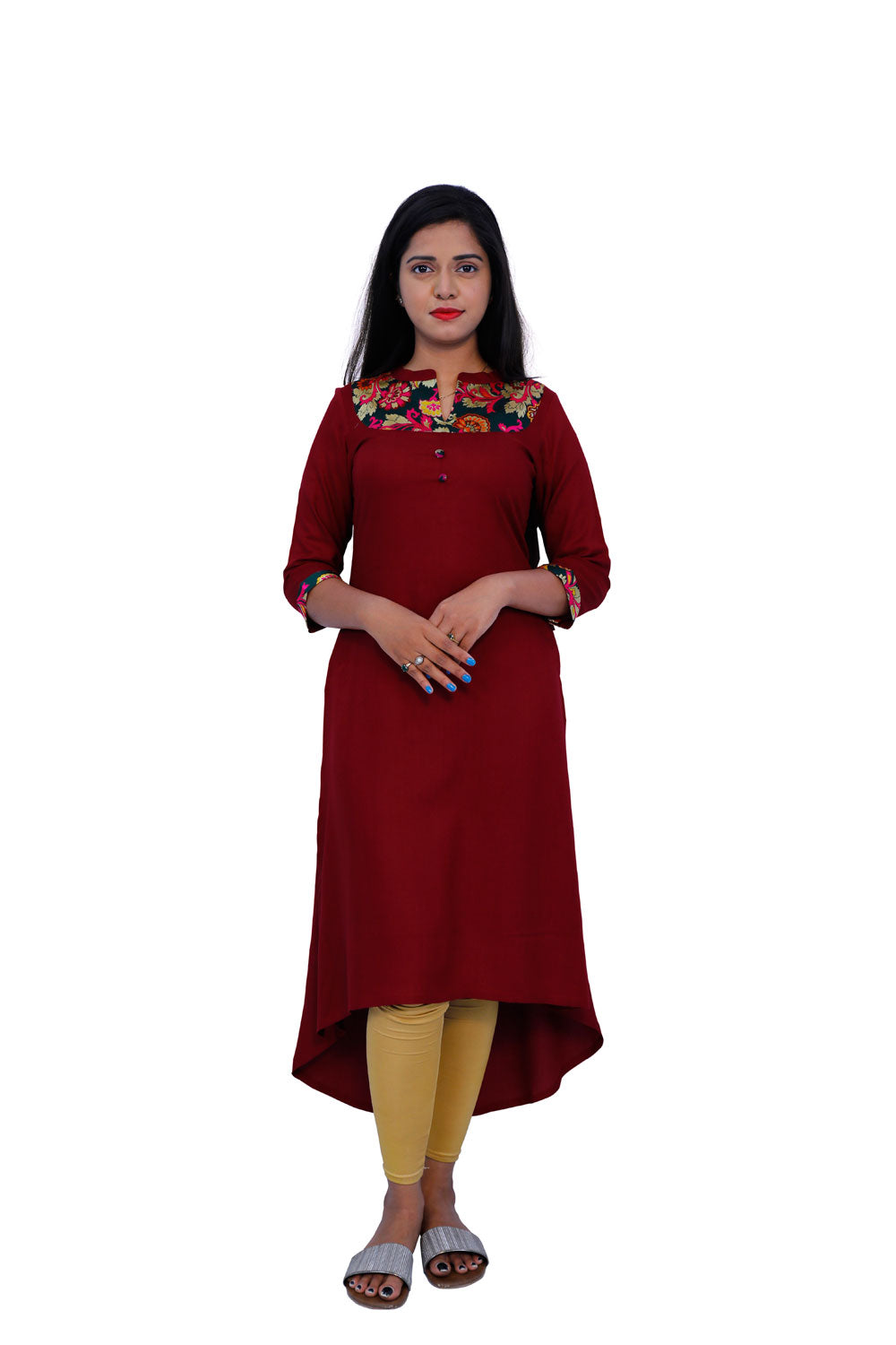 Women Patchwork High Low Kurta | S3X166