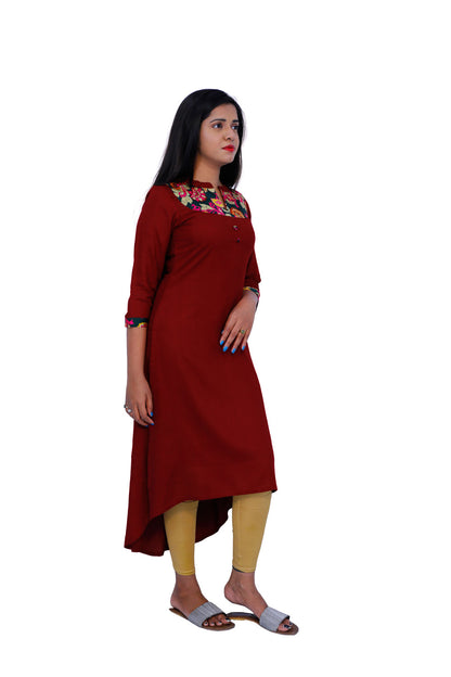 Women Patchwork High Low Kurta | S3X166