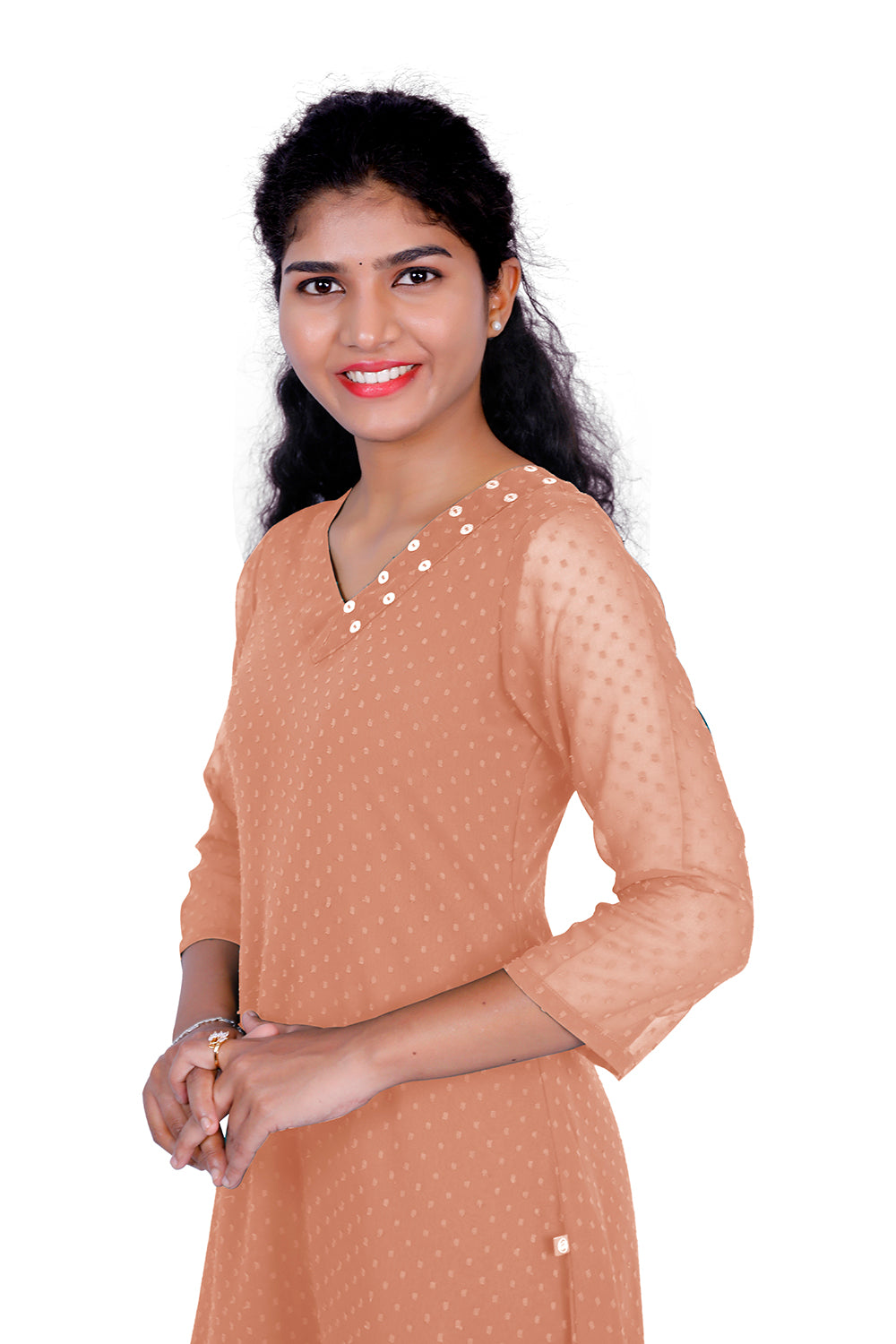 Textured Georgette A-line Kurti | S3K416A