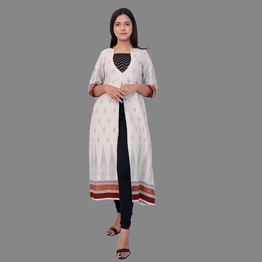 Women Printed Frontslit Kurta | S3X156