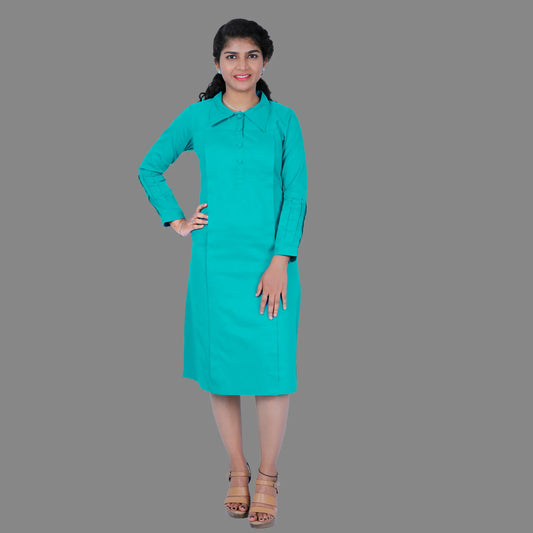 Greenish Blue Solid Straight kurta for Women |  S3W165