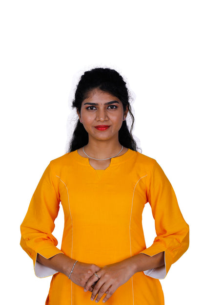Women Solid Rayon Straight Kurta (Yellow) | S3X178
