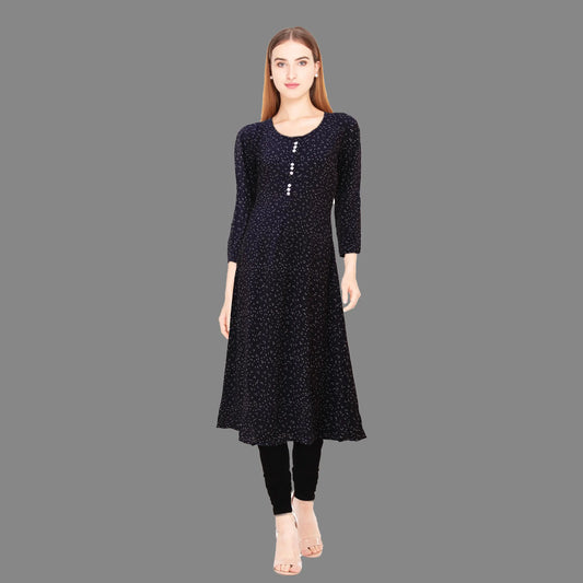 Black Polka Dots Straight Kurta | S3K046