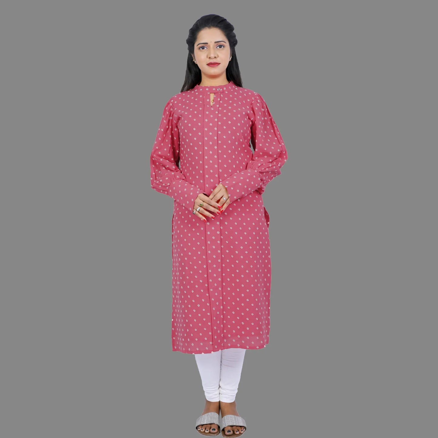 Women Embroidered Straight Kurta (Pink) | S3K104