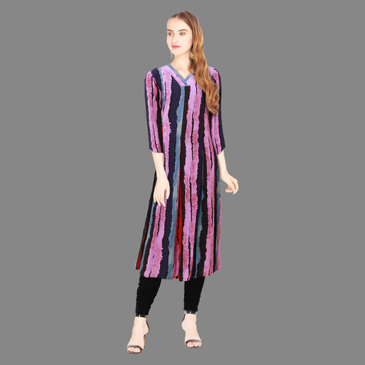 V-Neck Multi Color Kurta for Women |S3K052