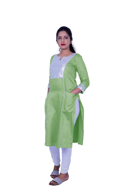 Women Solid Cotton Blend Straight Kurta (Blue) | S3X184A