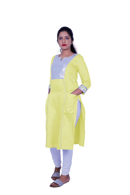 Women Solid Cotton Blend Straight Kurta (Blue) | S3X184A