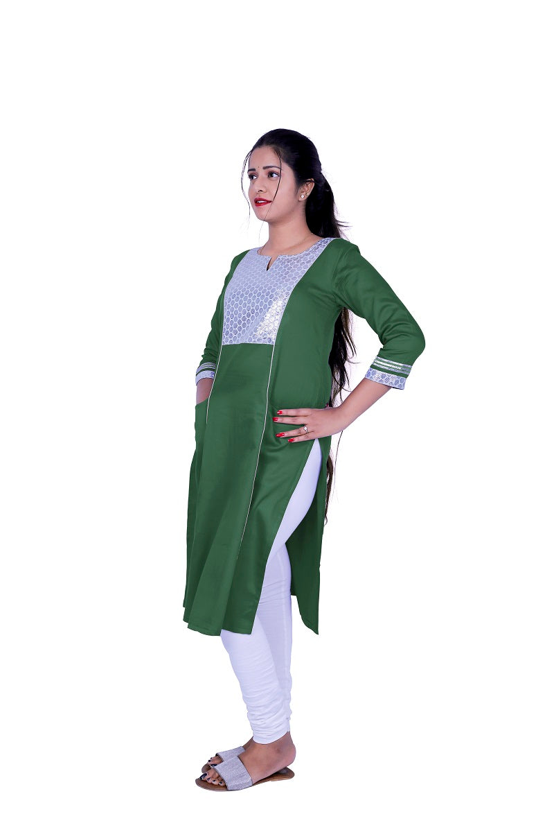 Women Solid Cotton Blend Straight Kurta (Blue) | S3X184A