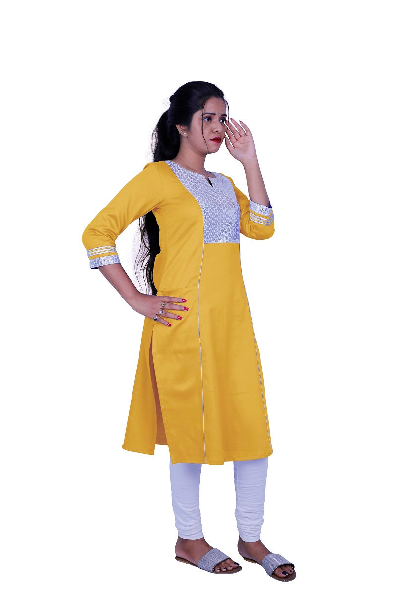 Women Solid Cotton Blend Straight Kurta (Blue) | S3X184A