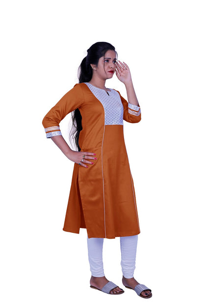 Women Solid Cotton Blend Straight Kurta (Blue) | S3X184A