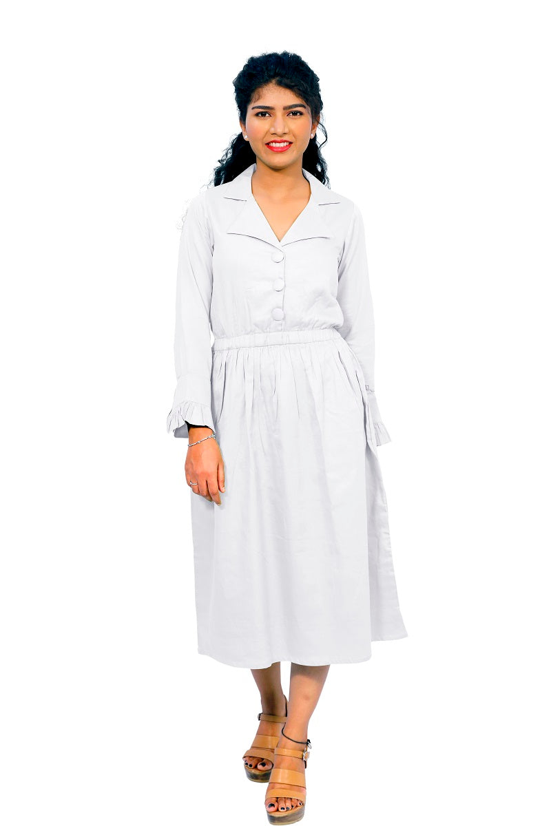 Cotton Collared A Line Dress | S3W167A