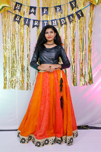 Black and Orange lehenga Set | S3BL746