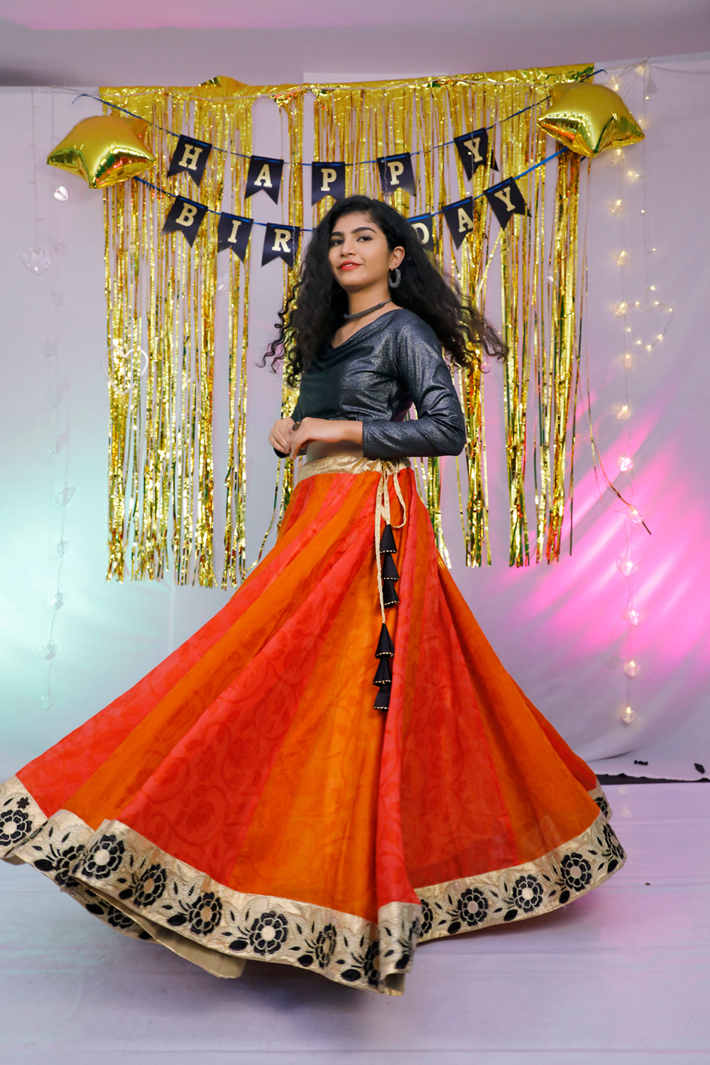 Glamorous Orange Sequins and Zari Embroidered Devsena Silk Party wear  Lehenga Choli - MEGHALYA - 4166080
