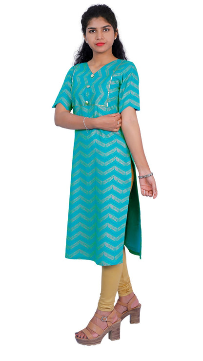 Women Printed Cotton Blend Straight Kurta | S3K320