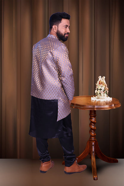 Men Grey Sherwani  Set | S3SKP1046