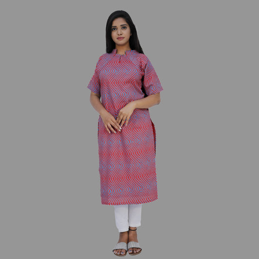 Women Printed Straight Kurta(PINK) | S3K534