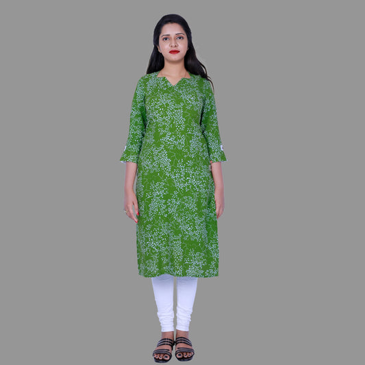 Women Printed A-line Kurta (Green) | S3X131