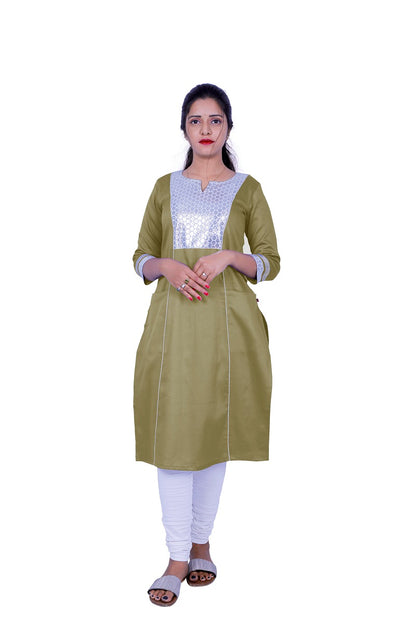 Women Solid Cotton Blend Straight Kurta (Blue) | S3X184A