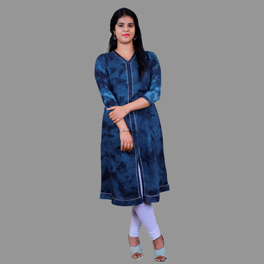 BLUE TIE AND DYE A LINE KURTI | S3K346