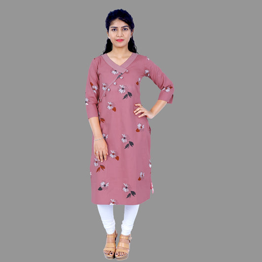 Tender Pink Straight Cotton Kurta | S3K127