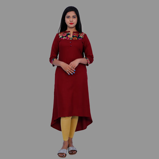 Women Patchwork High Low Kurta | S3X166