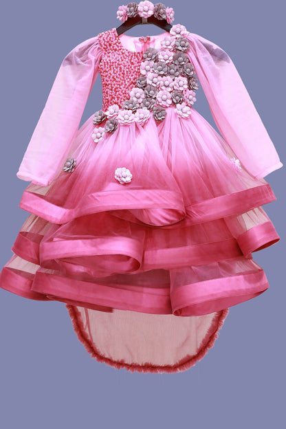 Pink Premium Customized Baby Girl Birthday Dress | S3BD